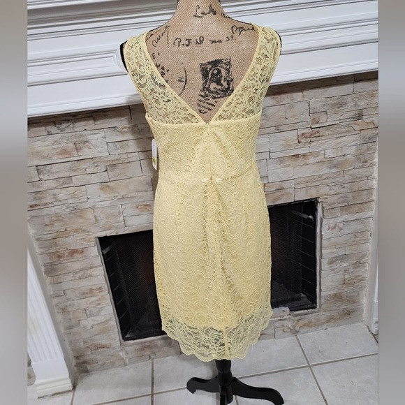 Jessica Simpson lemon yellow lace overlay sweetheart neckline dress size 8 new!! - Picture 4 of 7